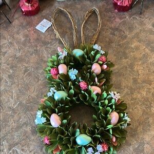 Hobby Lobby Easter Bunny Wreath with Pastel Accents and Twig Ears